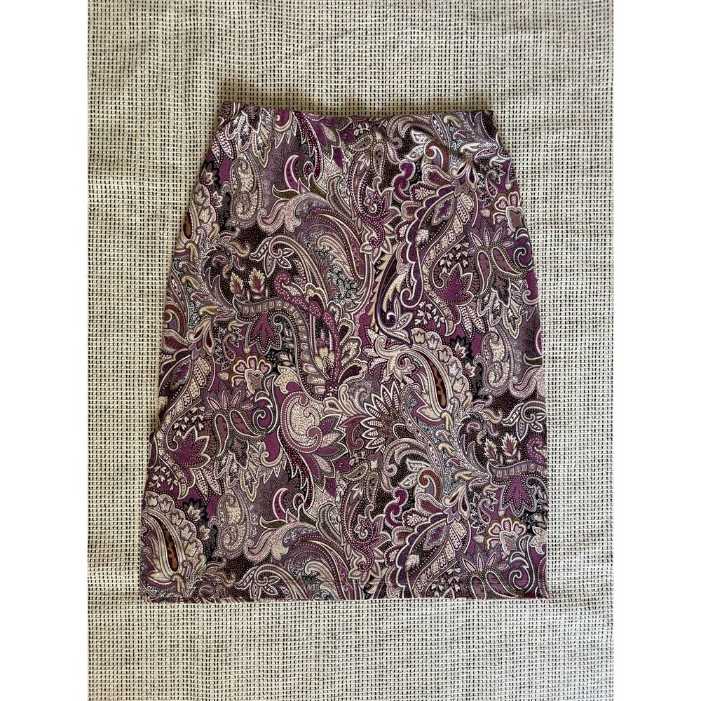 Vtg Y2K Boho Paisley Mini Skirt M Purple Brown Retro 90s Stretchy Made in USA